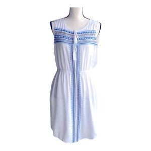 Kenji White Beaded Embroidered  Sleeveless Dress Lined‎ Woman  Size 8 Ant…